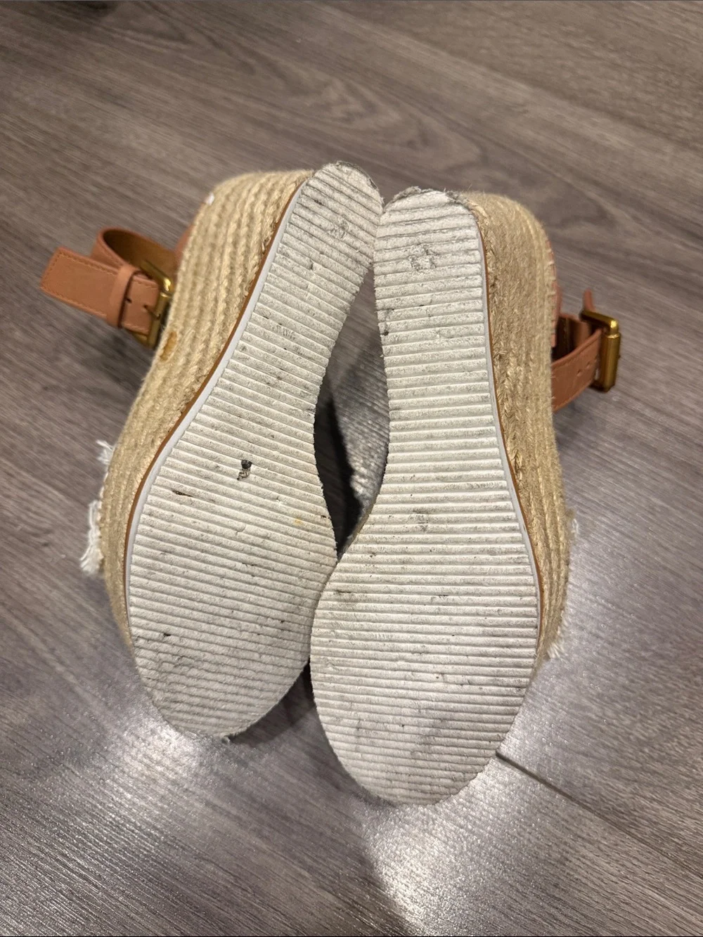 SEE BY CHLOÉ Glyn frayed canvas and leather espadrille wedge sandals